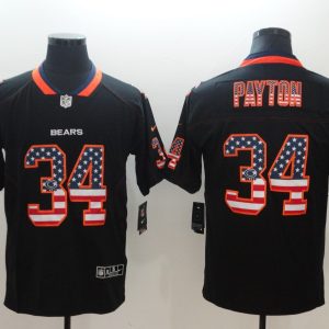 Bears #34 Walter Payton Black USA Flag Color Rush Limited Fashion Stitched Jersey