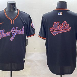 New York Mets Team Big Logo Black 2025 Spring Training Stitched Jersey
