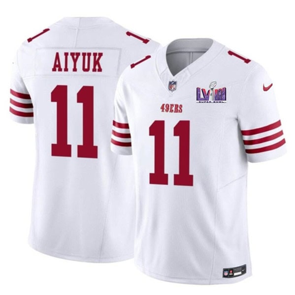 San Francisco 49ers #11 Brandon Aiyuk White 2024 F.U.S.E. Super Bowl LVIII Patch Vapor Untouchable Limited Stitched Jersey