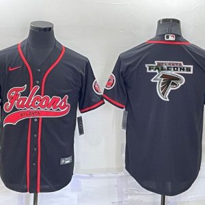 Atlanta Falcons Black Team Big Logo With Patch Cool Base Stitched Baseball Jersey
