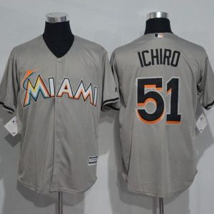 Marlins #51 Ichiro Suzuki Grey New Cool Base Stitched Jersey