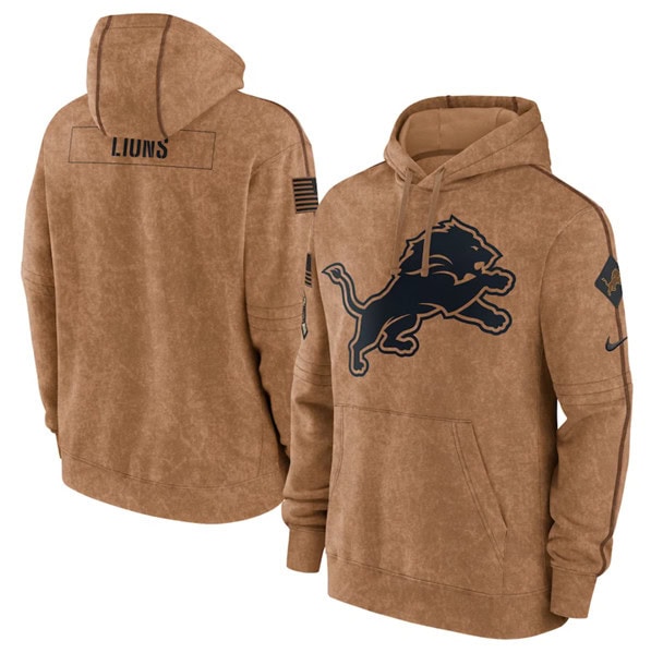 Detroit Lions 2023 Brown Salute To Service Pullover Hoodie