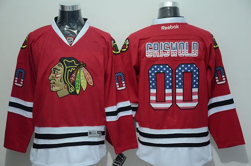 Blackhawks #00 Clark Griswold Red USA Flag Fashion Stitched Jersey