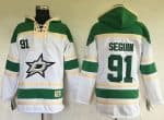 Stars #91 Tyler Seguin White Sawyer Hooded Sweatshirt Stitched Jersey