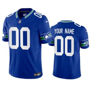 Seattle Seahawks Custom Royal 2023 F.U.S.E. Vapor Limited Throwback Stitched Jersey