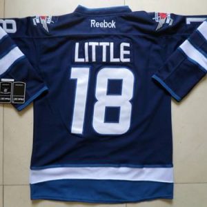 Jets #18 Bryan Little Dark Blue Stitched Jersey