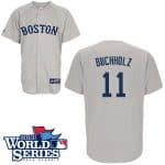 Red Sox #11 Clay Buchholz Grey Cool Base 2013 World Series Patch Stitched Jersey
