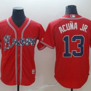 Atlanta Braves #13 Ronald Acuna Red Cool Base Stitched Jersey