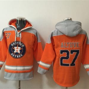 Houston Astros #27 Jose Altuve Orange Ageless Must-Have Lace-Up Pullover Hoodie