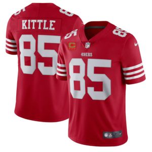 San Francisco 49ers 2022 #85 George Kittle Red New Scarlet With 4-Star C Patch Vapor Untouchable Limited Stitched Football Jersey