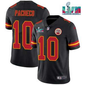 Kansas City Chiefs #10 Isiah Pacheco Black Super Bowl LVII Patch Vapor Untouchable Limited Stitched Jersey