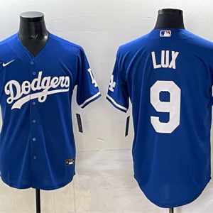 Los Angeles Dodgers #9 Gavin Lux Blue Cool Base Stitched Jersey