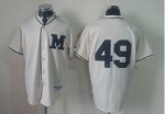 Brewers #49 Yovani Gallardo Cream 1913 Turn Back The Clock Stitched Jersey