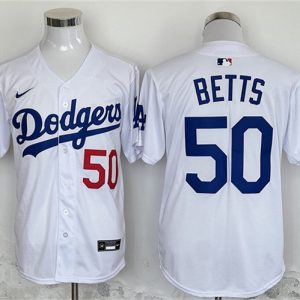 Los Angeles Dodgers #50 Mookie Betts White 2024 Limited Stitched Jersey