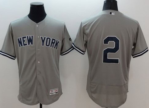 Yankees #2 Derek Jeter Grey Flexbase Authentic Collection Stitched Jersey