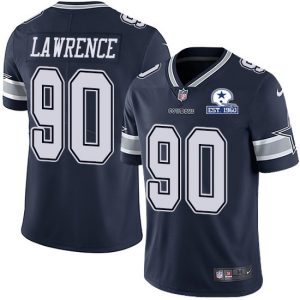 Dallas Cowboys #90 Demarcus Lawrence Navy With Est 1960 Patch Limited Stitched Jersey