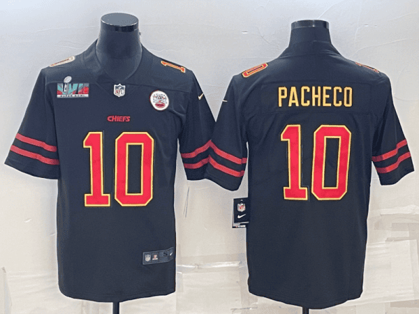 Kansas City Chiefs #10 Isiah Pacheco Black Red Gold Super Bowl LVII Patch Vapor Untouchable Limited Stitched Jersey