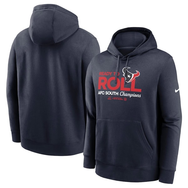Houston Texans Navy 2024 AFC South Champions Locker Room Trophy Collection Pullover Hoodie