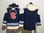 Seattle Kraken Blank Deep Sea Blue Lace-Up Pullover Hoodie