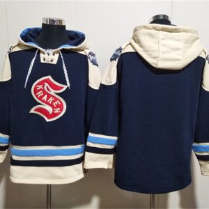 Seattle Kraken Blank Deep Sea Blue Lace-Up Pullover Hoodie