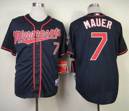 Twins #7 Joe Mauer Stitched Navy Blue Cool Base Jersey
