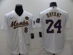 Los Angeles Dodgers Front #8 Back #24 Kobe Bryant 'Mamba' White Cool Base Stitched Jersey