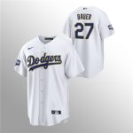 Los Angeles Dodgers #27 Trevor Bauer 2021 Gold Program White Cool Base Stitched Jersey