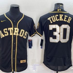 Houston Astros #30 Kyle Tucker Black Gold Flex Base Stitched Jersey
