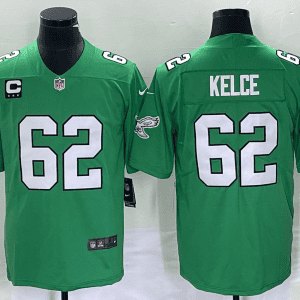 Philadelphia Eagles #62 Jason Kelce Green Vapor Limited With C Patch Stitched Jersey