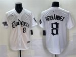Los Angeles Dodgers #8 Enrique Hernandez White 2025 LA Gothic Style With 2024 World Series Champions Patch Vapor Premier Limited Stitched Jersey