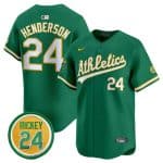 Oakland Athletics #24 Rickey Henderson Green 2024 Limited With Rickey Henderson Patch Stitched Jersey