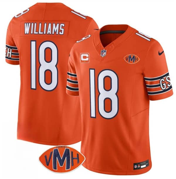 Chicago Bears #18 Caleb Williams Orange 2025 F.U.S.E. With 1-Star C Patch And VMH Patch Vapor Untouchable Limited Football Stitched Jersey