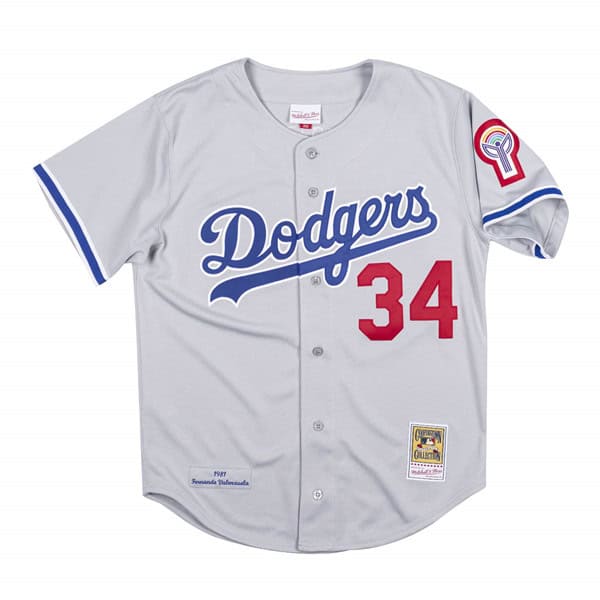 Los Angeles Dodgers #34 Fernando Valenzuela Grey Stitched Baseball Jersey