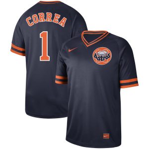 Houston Astros #1 Carlos Correa Navy Cooperstown Collection Legend Stitched Jersey