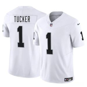 Las Vegas Raiders #1 Tre Tucker White 2025 F.U.S.E. Vapor Stitched Jersey