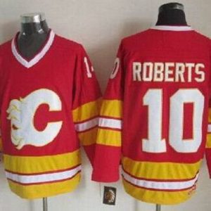 Flames #10 Gary Roberts Red CCM Throwback Stitched Jersey