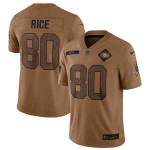 San Francisco 49ers #80 Jerry Rice 2023 Brown Salute To Service Limited Stitched Jersey