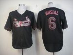Cardinals #6 Stan Musial Black Fashion Stitched Jersey
