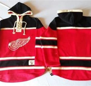 Red Wings Blank Red Sawyer Hooded Sweatshirt Stitched Jersey