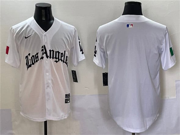 Los Angeles Dodgers Blank White Mexico 2025 LA Gothic Style With Fernando Patch Vapor Premier Limited Stitched Jersey