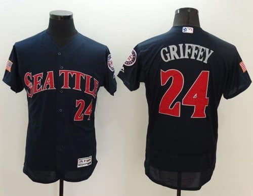 Mariners #24 Ken Griffey Navy Blue Fashion Stars Stripes Flexbase Authentic Stitched Jersey