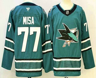 San Jose Sharks #77 Michael Misa Teal Authentic Jersey
