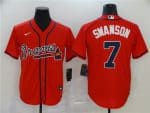 Atlanta Braves #7 Dansby Swanson Red Cool Base Stitched Jersey