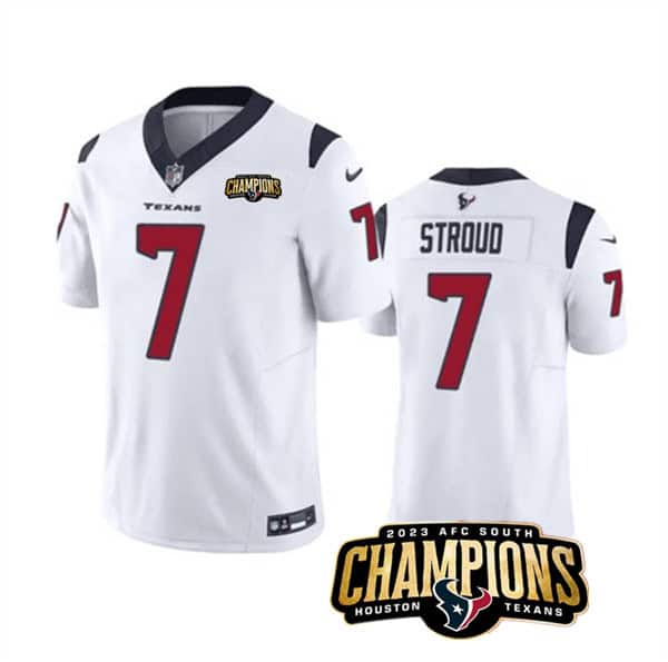 Houston Texans #7 C.J. Stroud White 2023 F.U.S.E. AFC South Champions Patch Vapor Untouchable Limited Stitched Jersey