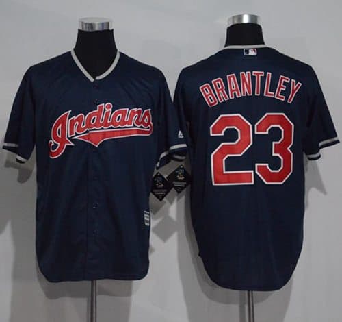 Indians #23 Michael Brantley Navy Blue New Cool Base Stitched Jersey