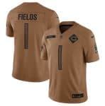 Chicago Bears #1 Justin Fields 2023 Brown Salute To Service Limited Stitched Jersey
