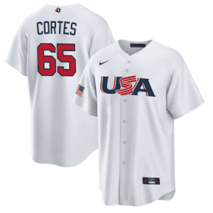 USA #65 Nestor Cortes 2023 White World Classic Stitched Jersey