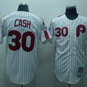 Mitchell And Ness Phillies #30 Dave Cash Stitched White Red Strip Throwback Jersey