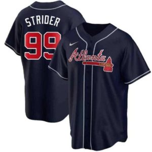 Atlanta Braves #99 Spencer Strider Navy Cool Base Stitched Jersey