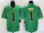 Philadelphia Eagles #1 Jalen Hurts Green Gold Vapor Limited With C Patch Stitched Jersey